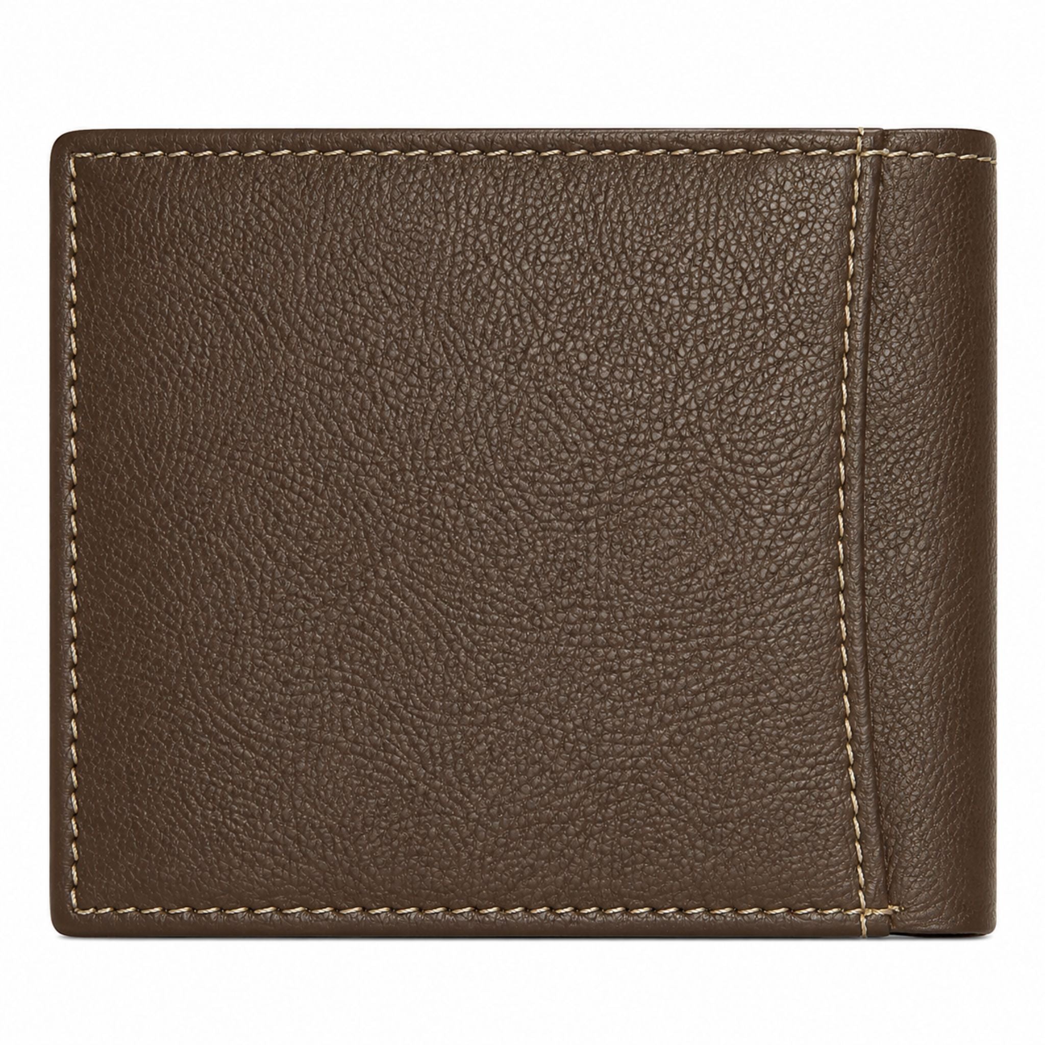 Jubleeo leather bifold middle zipper mens wallet brown