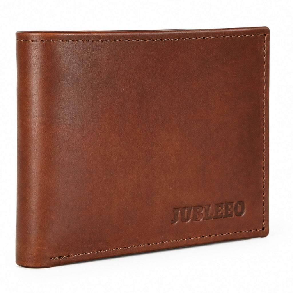 Jubleeo leather bifold mens wallet brown