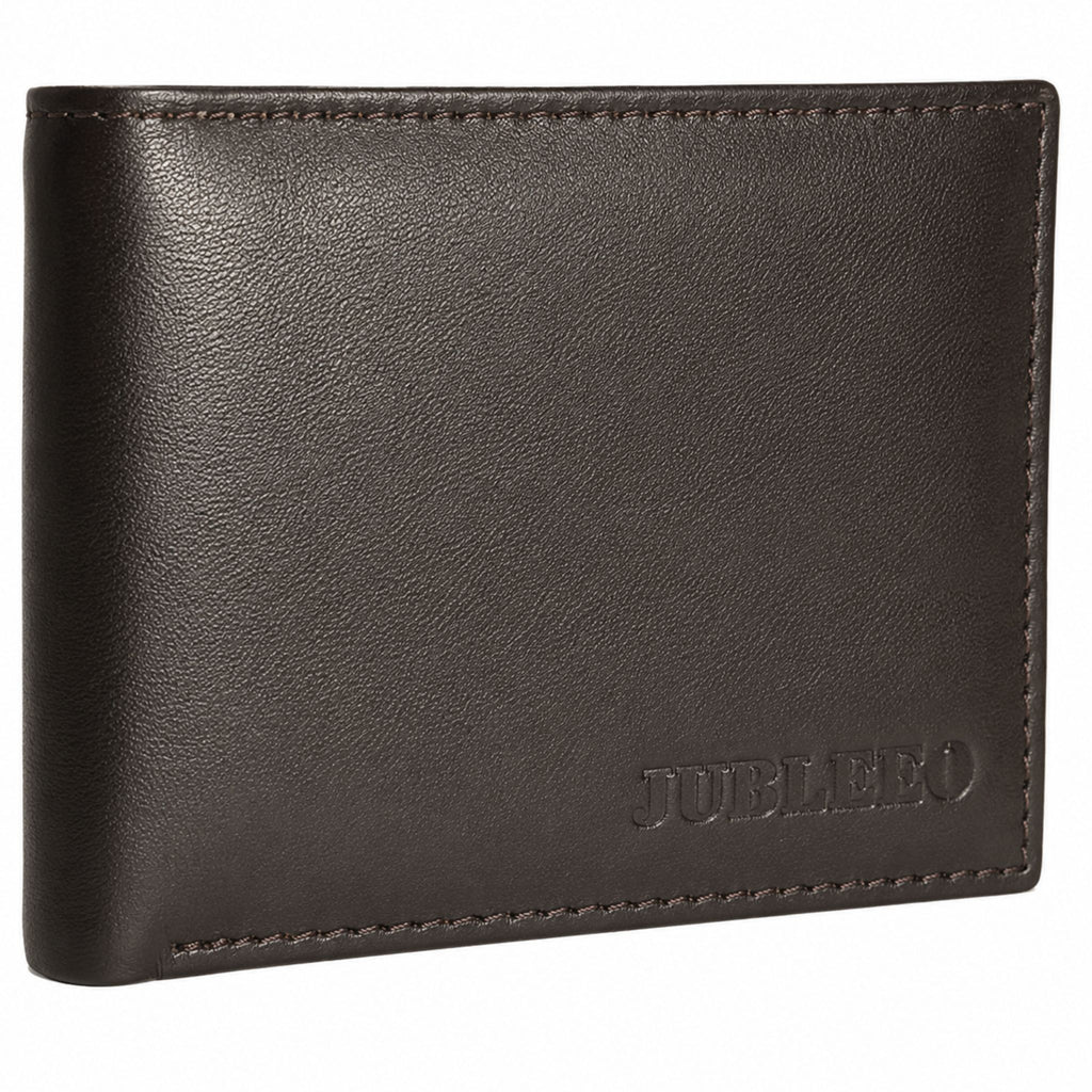Jubleeo leather bifold pocket mens wallet brown