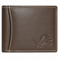 Jubleeo leather bifold middle zipper mens wallet brown