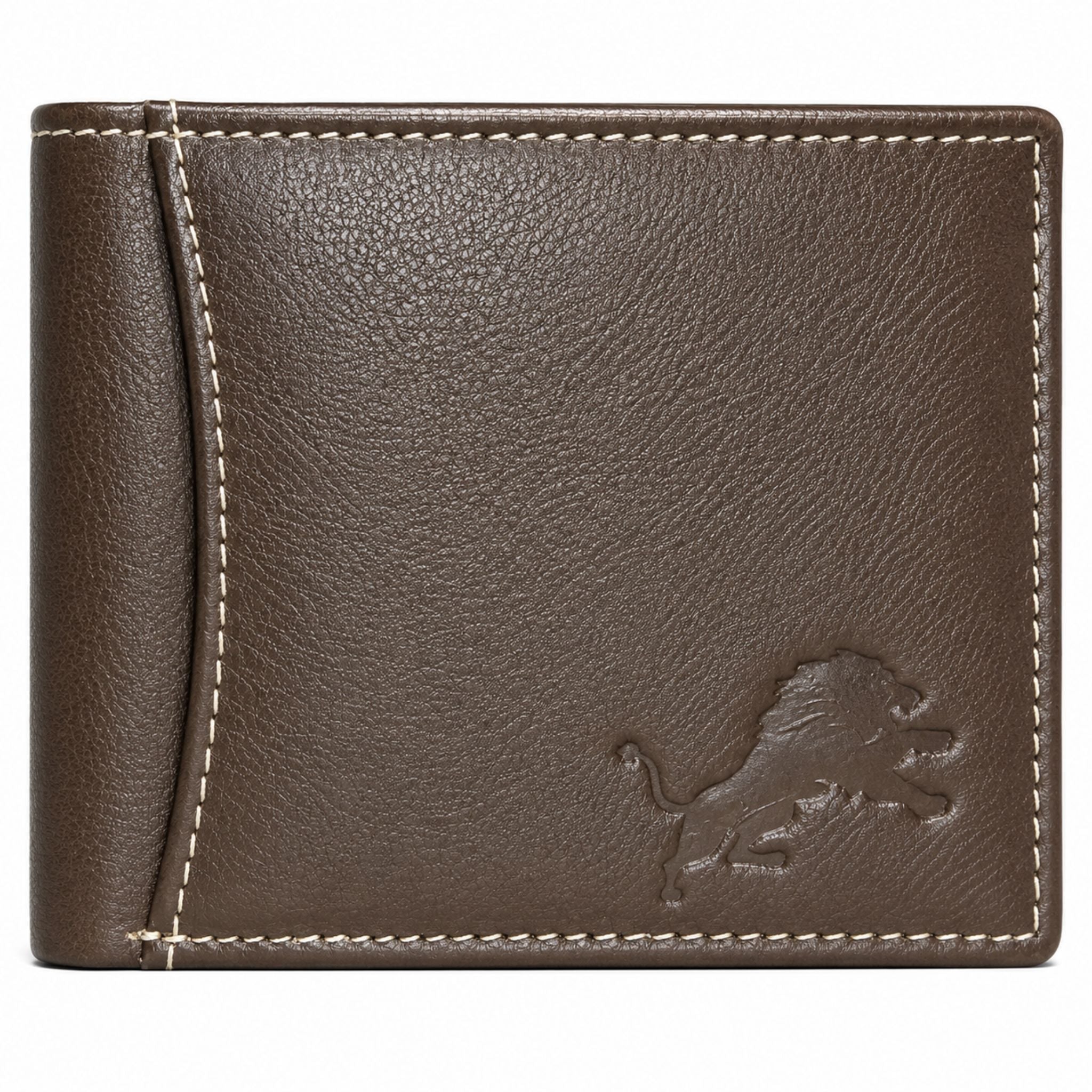 Jubleeo leather bifold middle zipper mens wallet brown