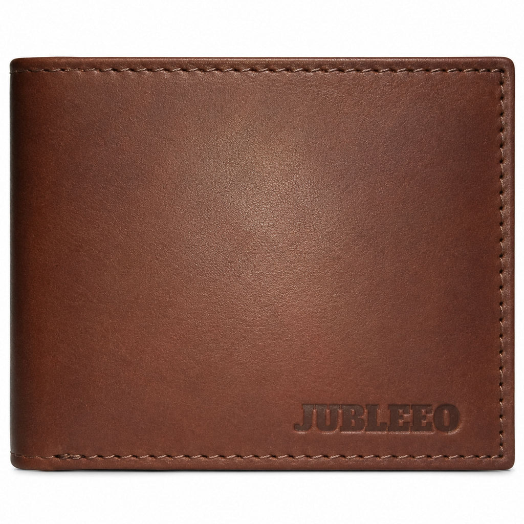 Jubleeo leather bifold mens wallet brown