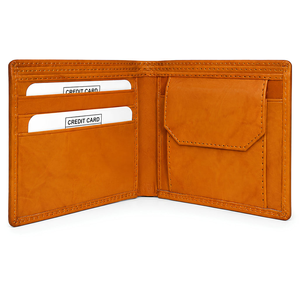 Jubleeo leather bifold mens wallet tan