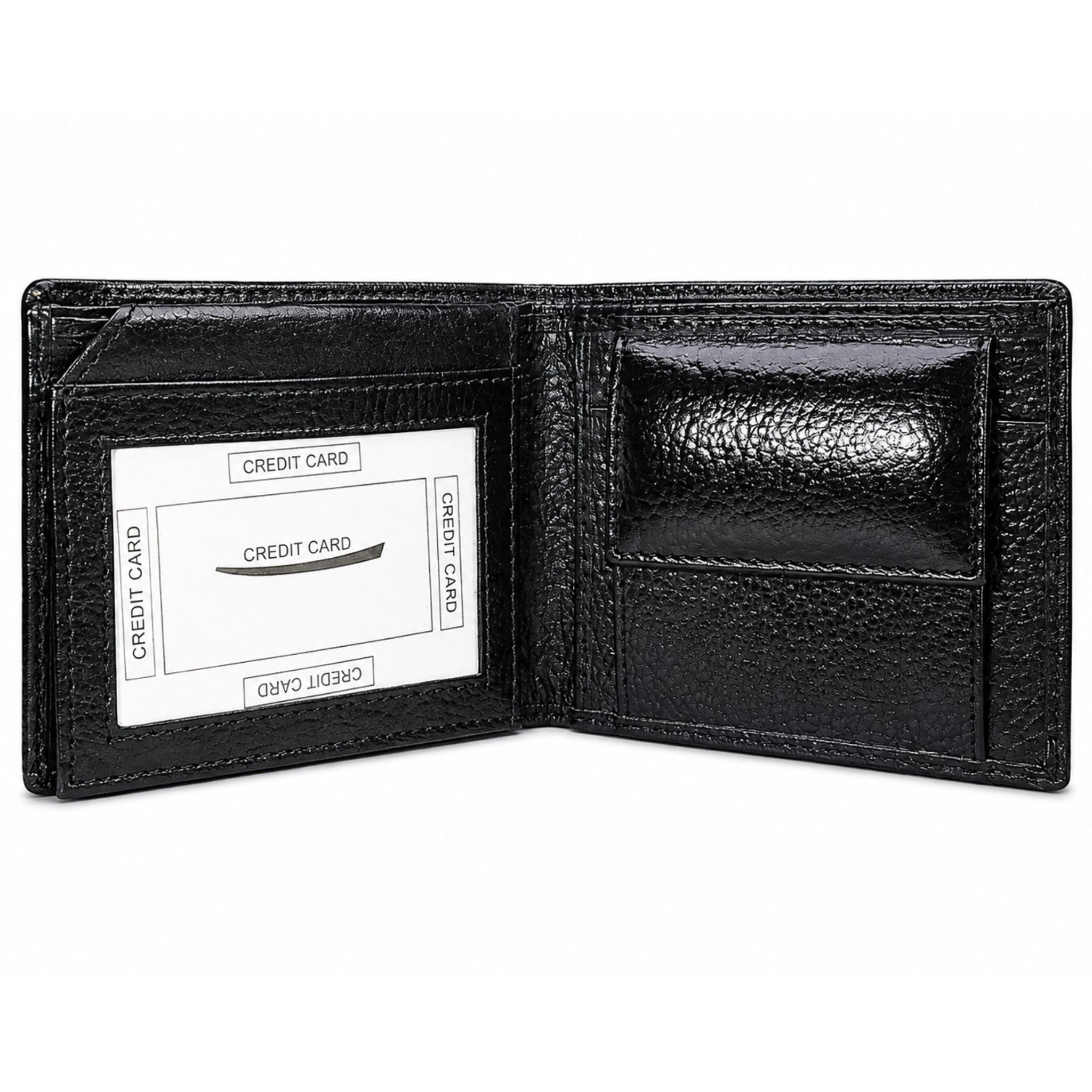 Jubleeo Leather Biold Pocket Mens Wallet Black