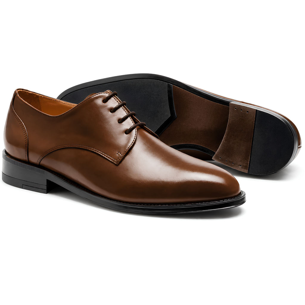 Jubleeo leather derby mens shoes brown