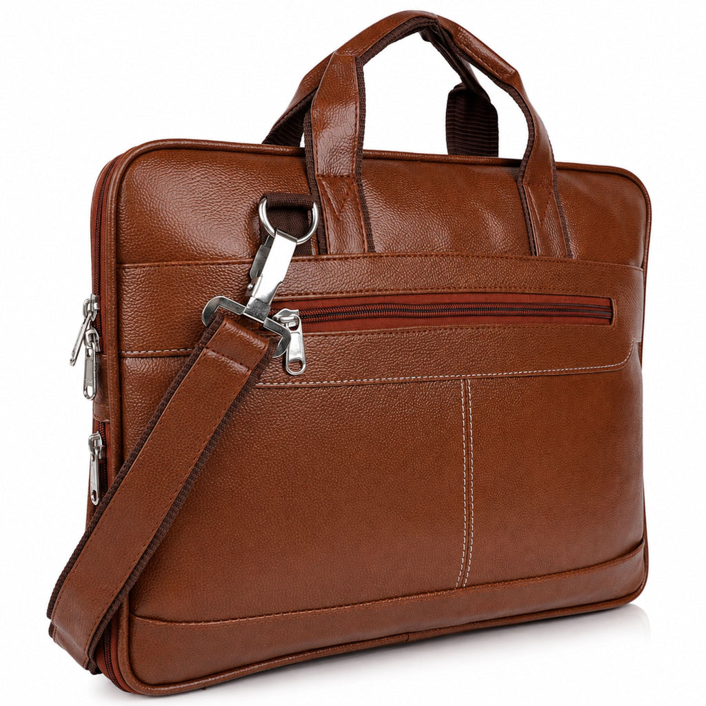 Jubleeo Leather Laptop Bag For Men Tan