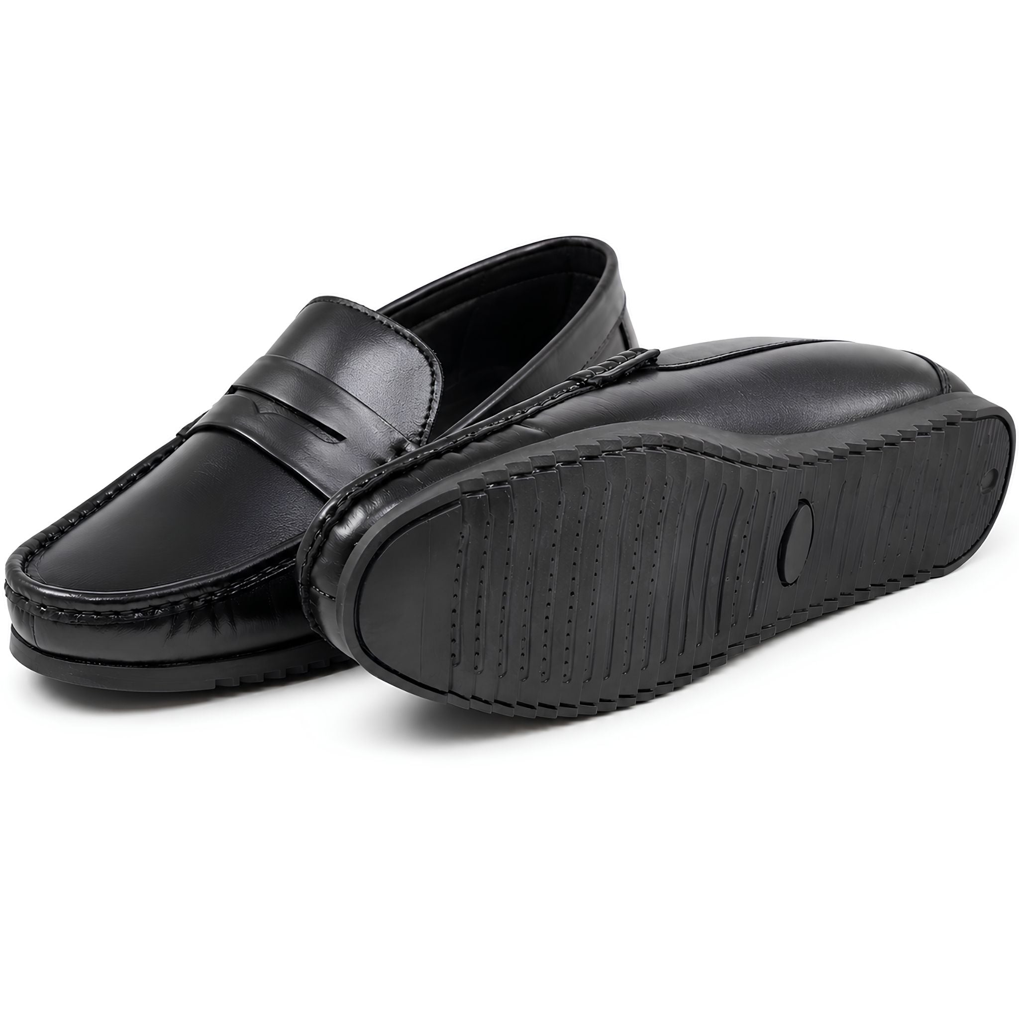 jubleeo leather buckle loafer mens shoes  black