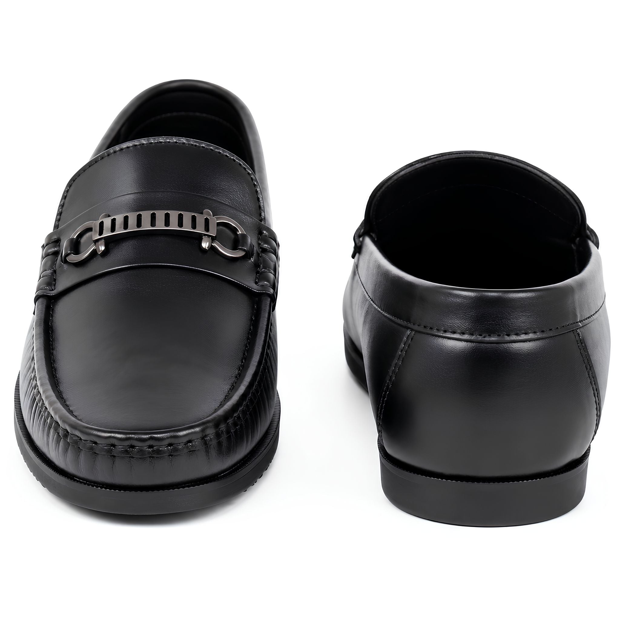 jubleeo leather buckle loafer mens shoes  black