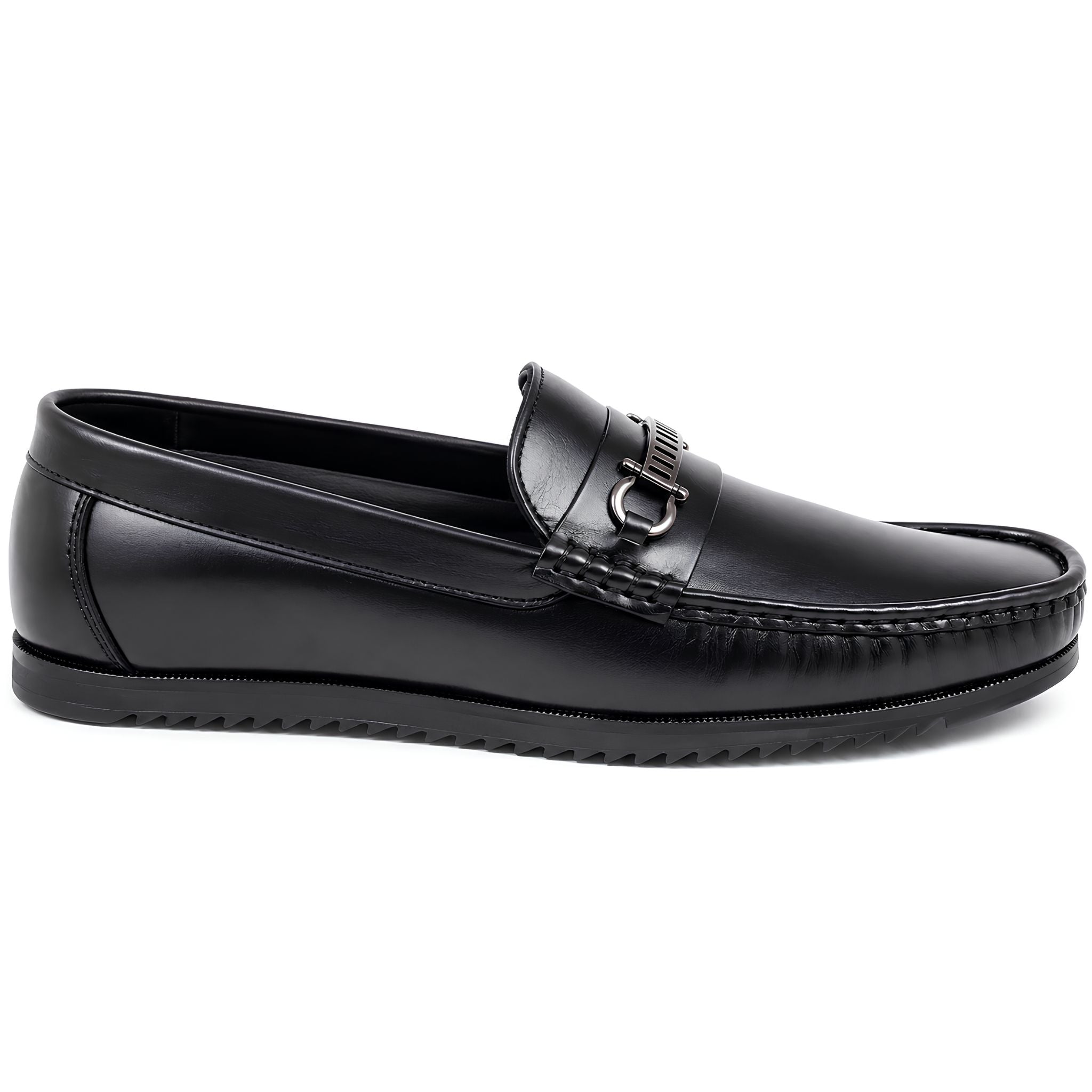 jubleeo leather buckle loafer mens shoes  black