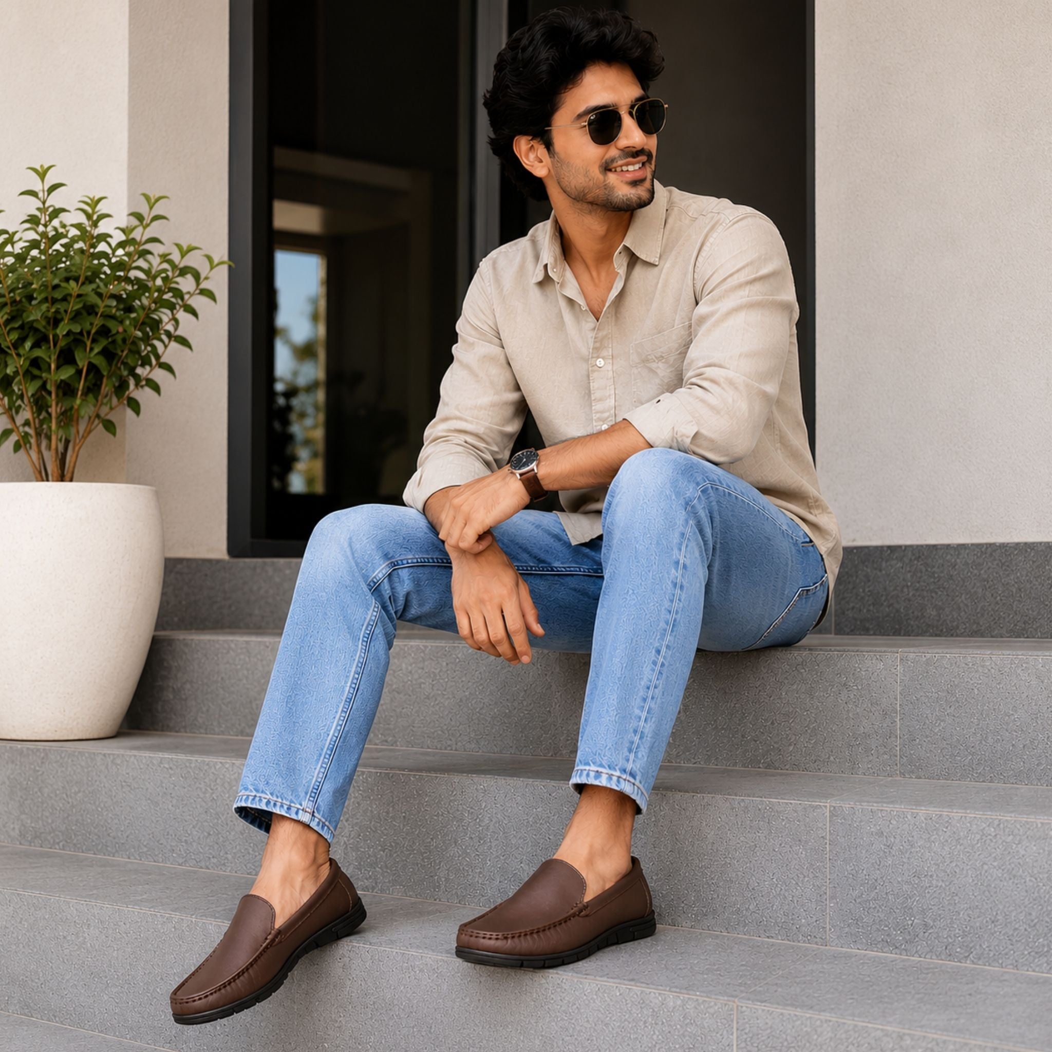 jubleeo leather premium mens loafer matte brown