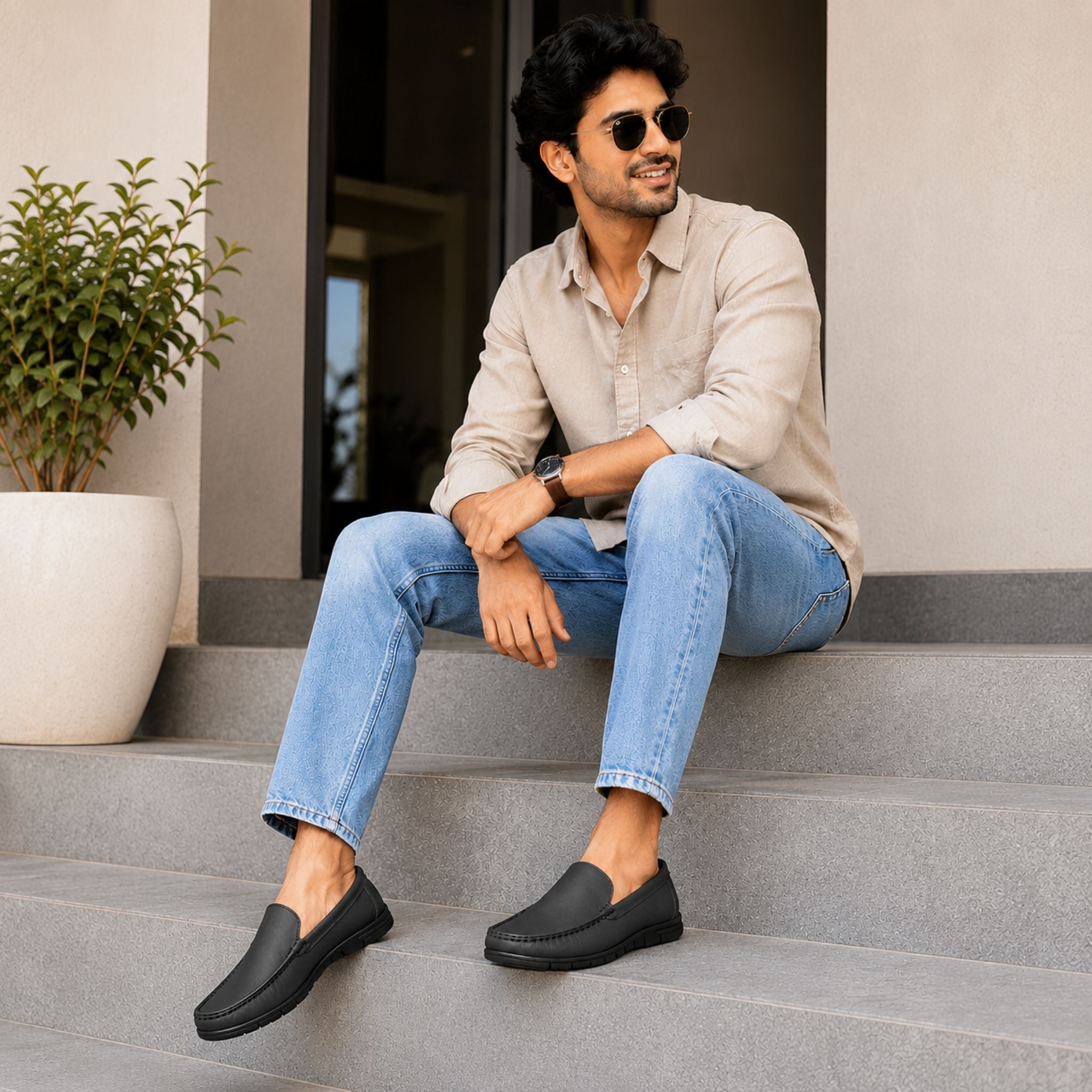 jubleeo leather premium mens loafer matte black