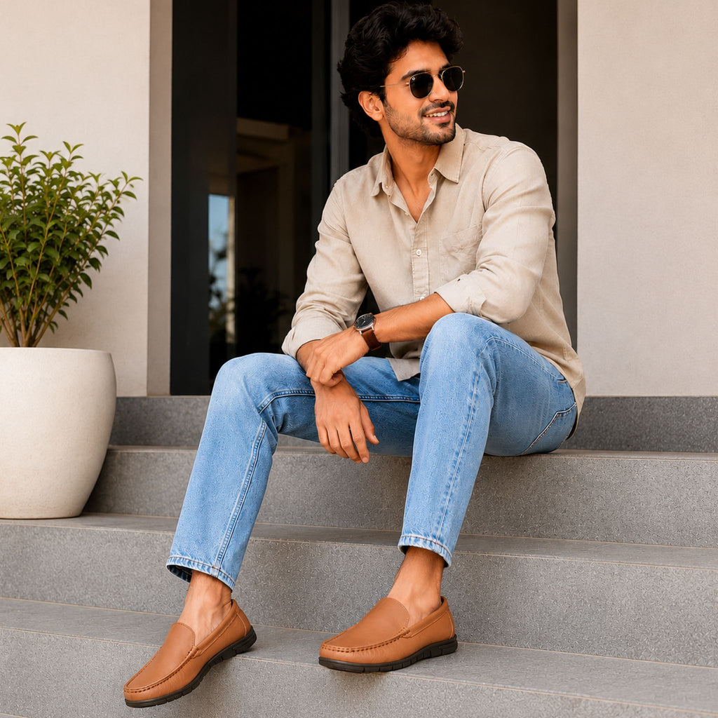 jubleeo leather premium mens loafer matte Tan