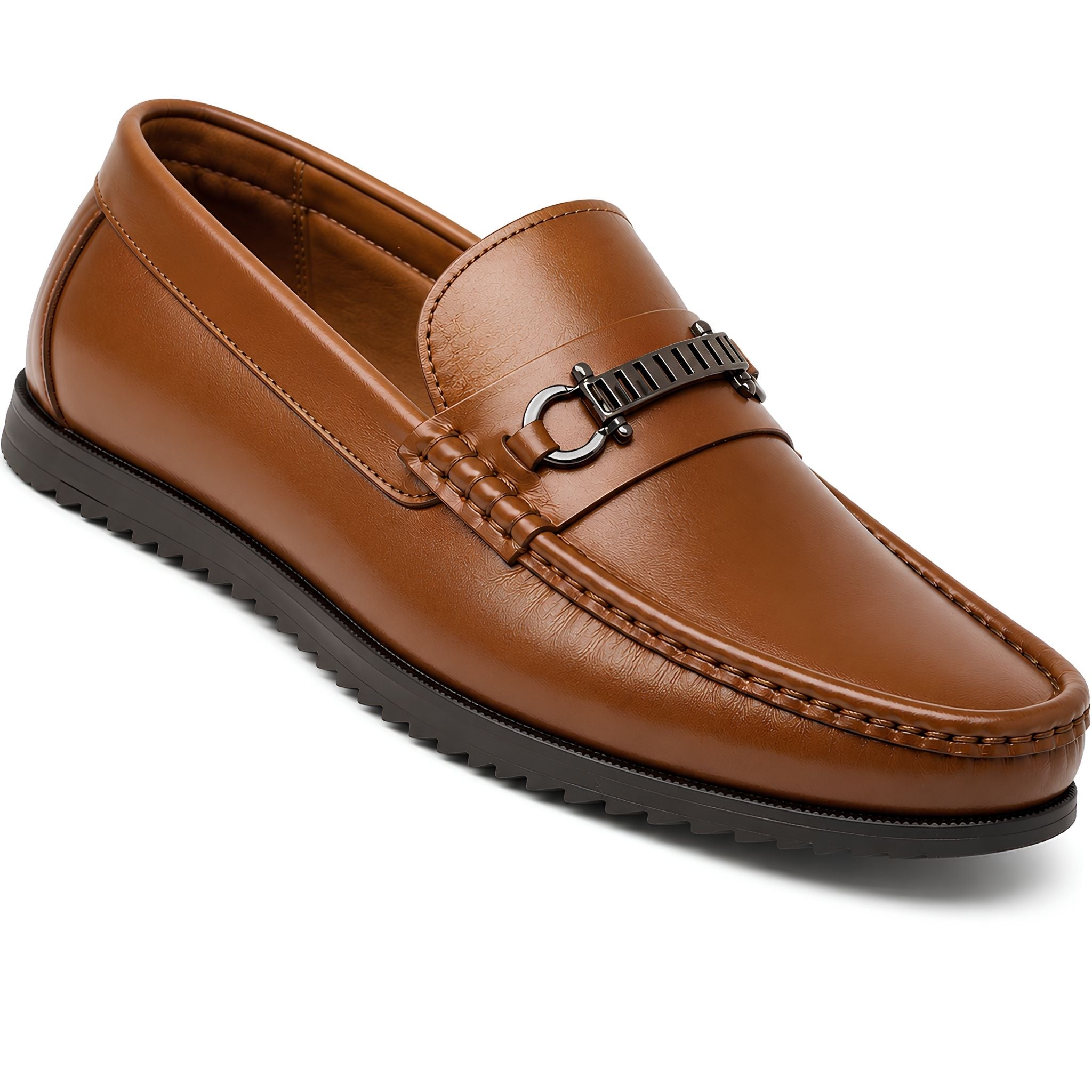 jubleeo leather buckle loafer mens shoes  tan