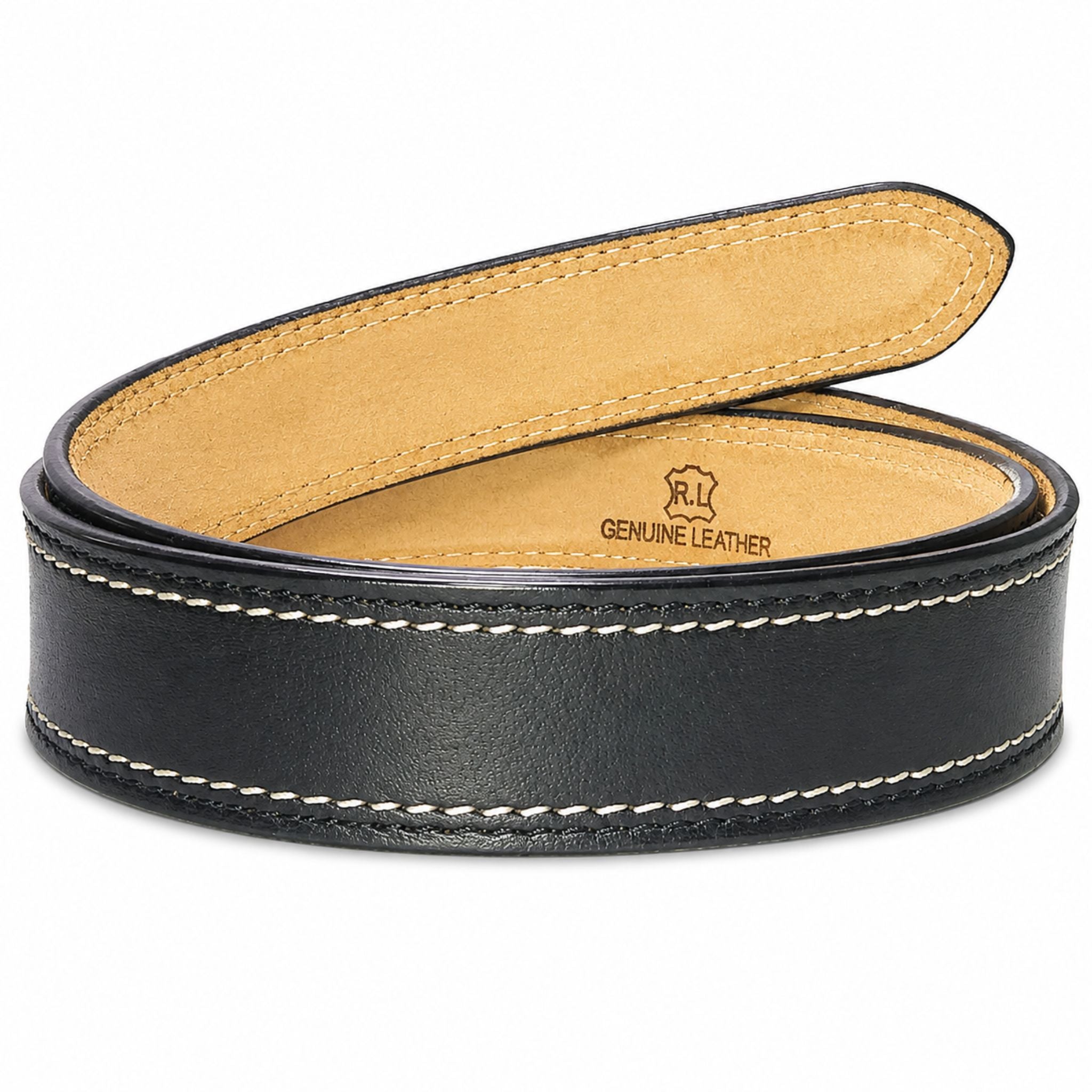 Jubleeo leather casual stithed mens belt black