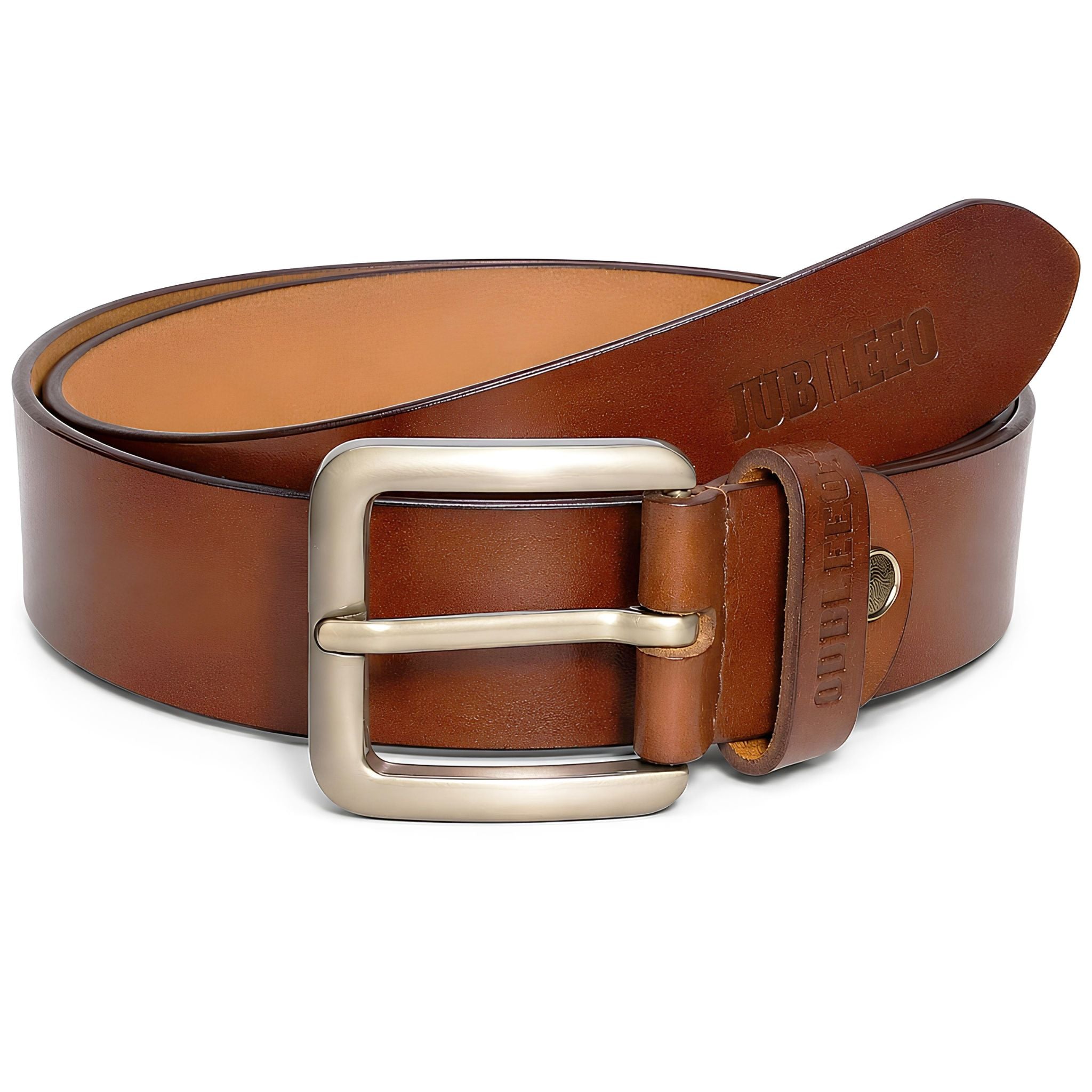 Jubleeo leather casual mens belt brown