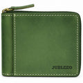 jubleeo leather bifold round zipper mens wallet green