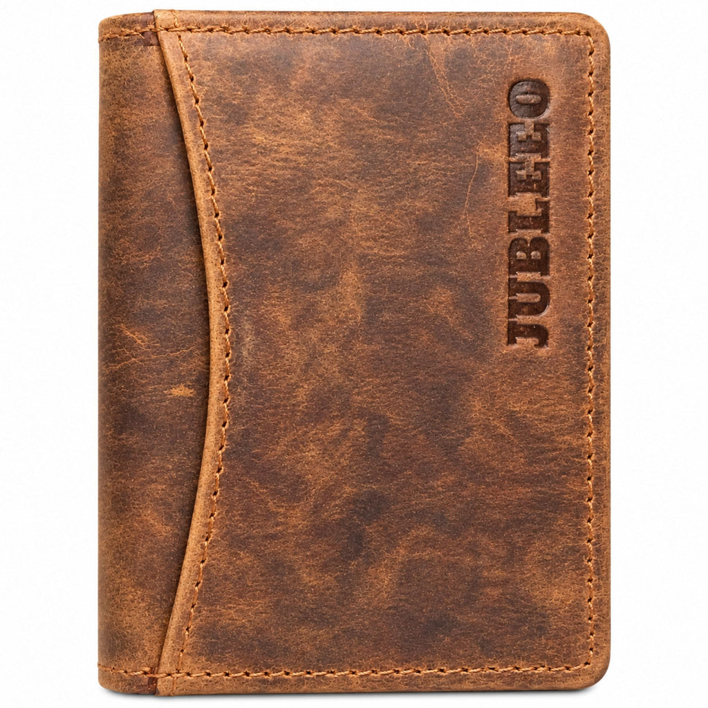 jubleeo leather card holder for men brown