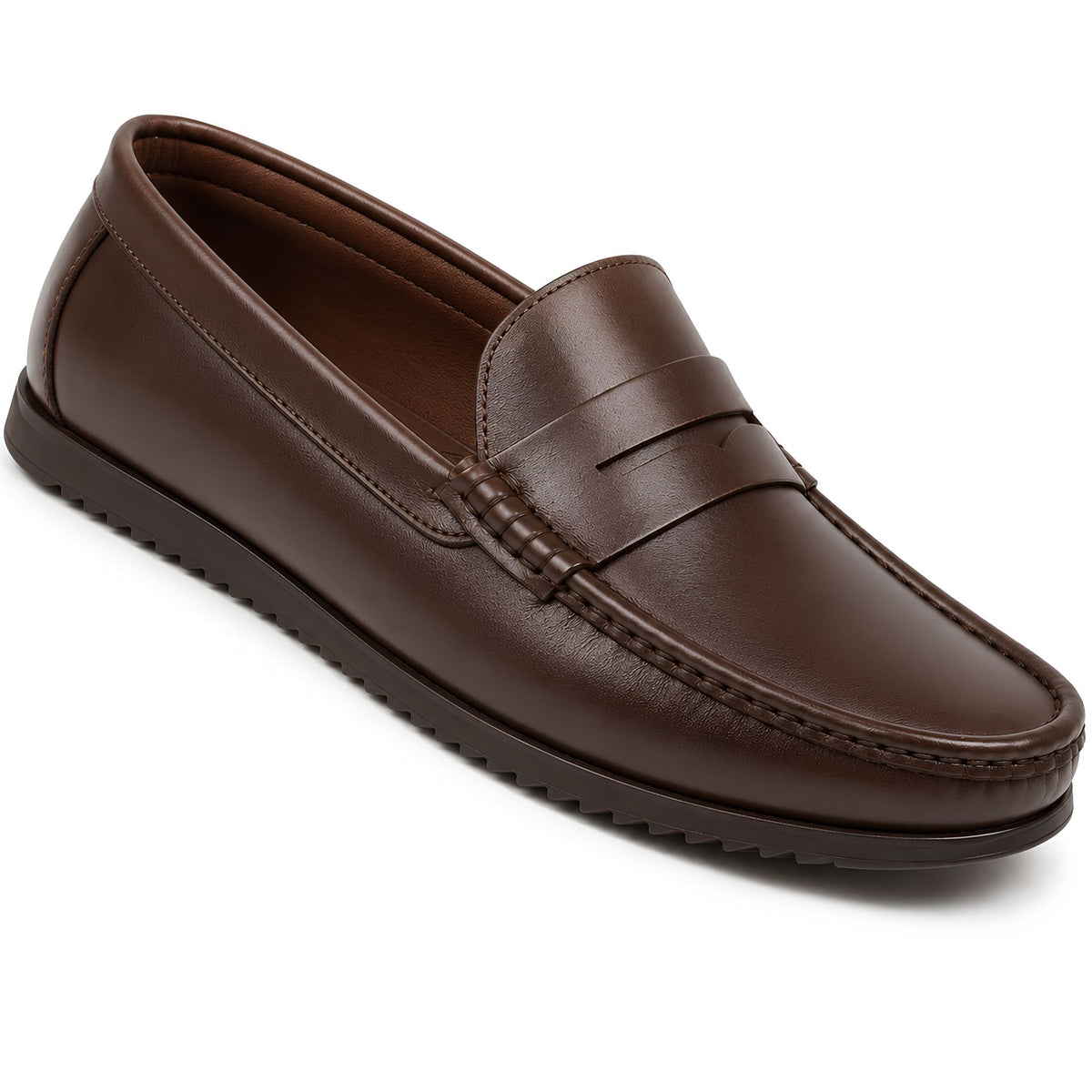Jubleeo leather strap mens loafer brown