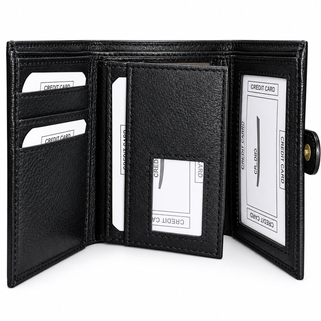 Jubleeo Leather Trifold Loop Mens Wallet Black