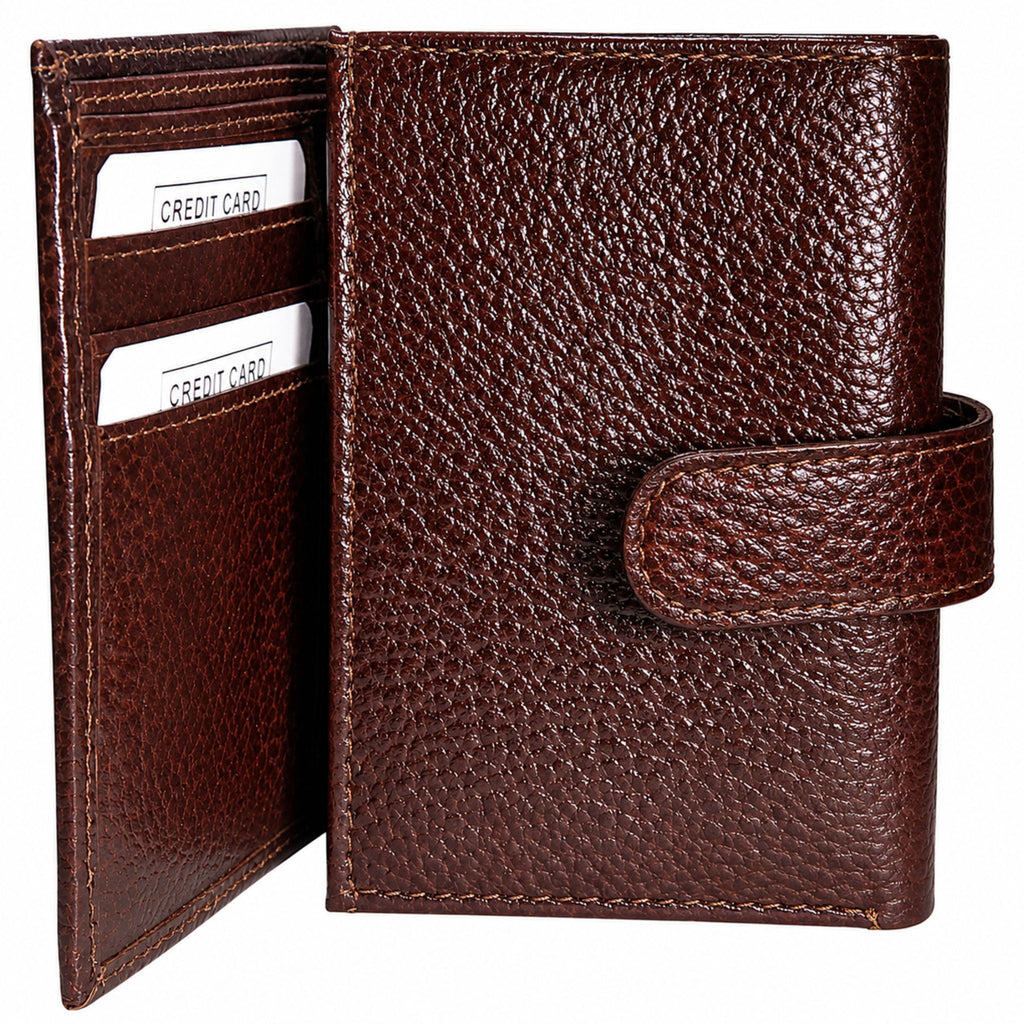 Jubleeo Leather Trifold Loop Mens Wallet Brown