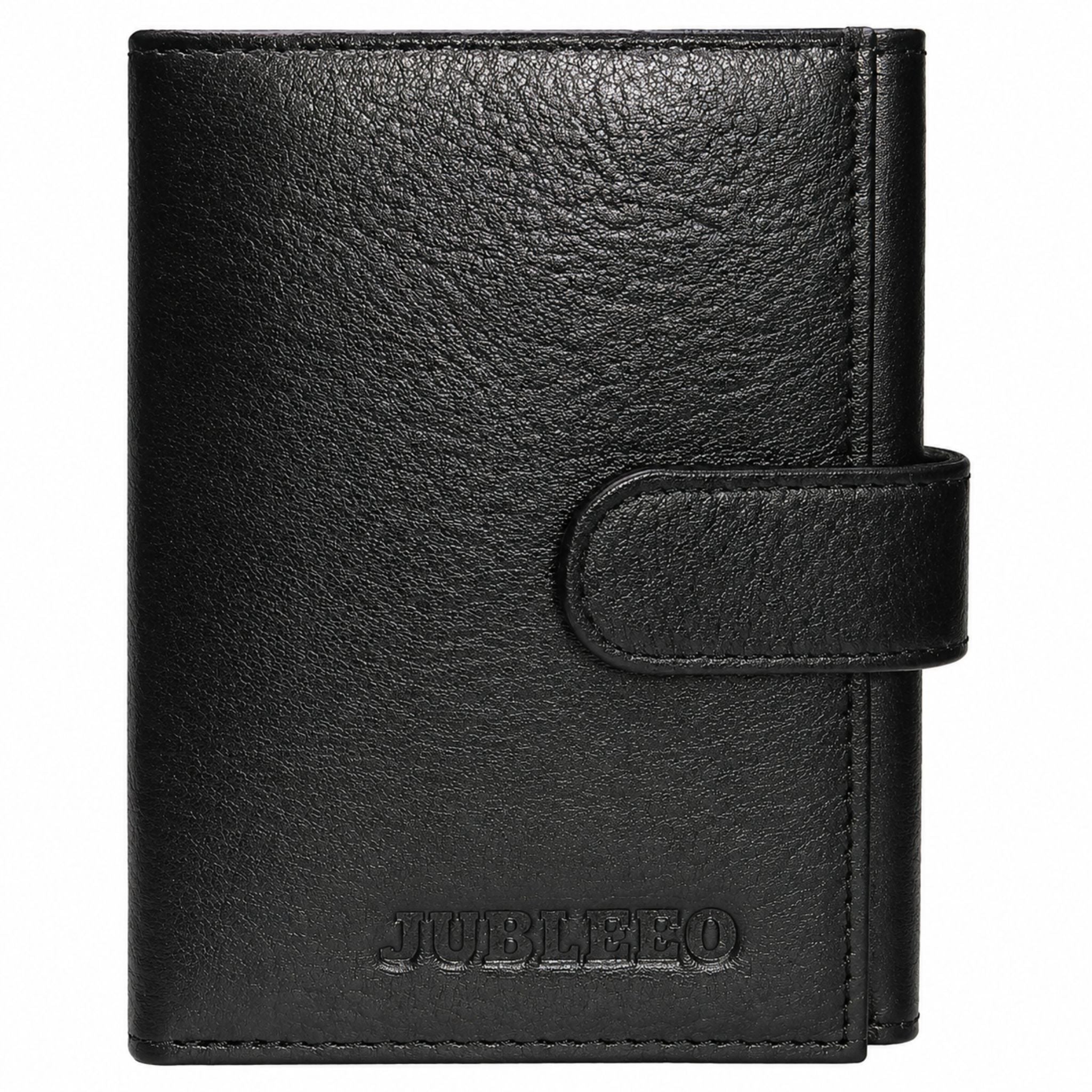 Jubleeo Leather Trifold Loop Mens Wallet Black