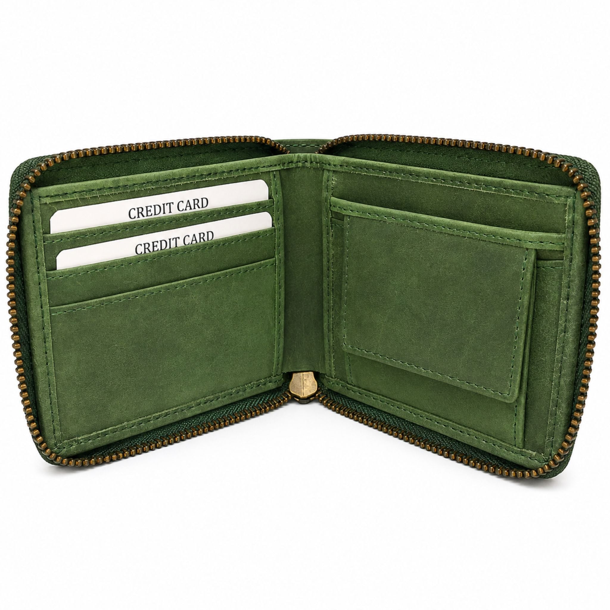 jubleeo leather bifold round zipper mens wallet green